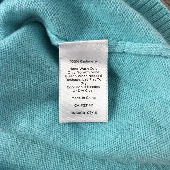 Talbots Petites Pure 100% Cashmere Knit Pullover Sweater Round Neck Teal Blue MP - Picture 3 of 5